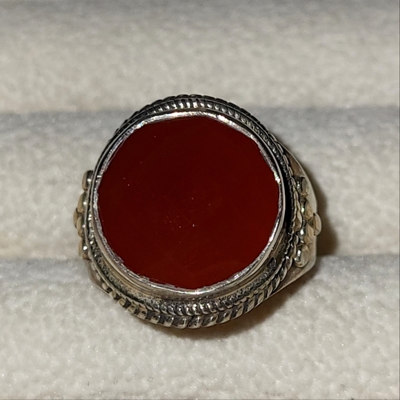 Gorgeous .925 Sterling Silver Honey Onyx Ring - Picture 1 of 3